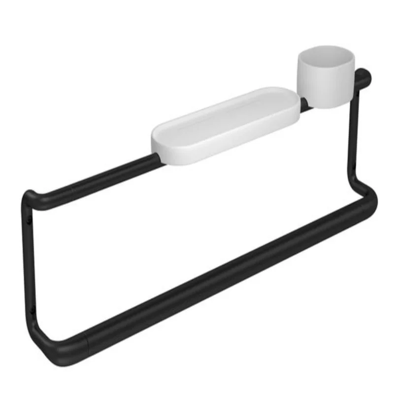 Barra de Apoio com Prateleira e Porta Objetos 80cm Black Matte
